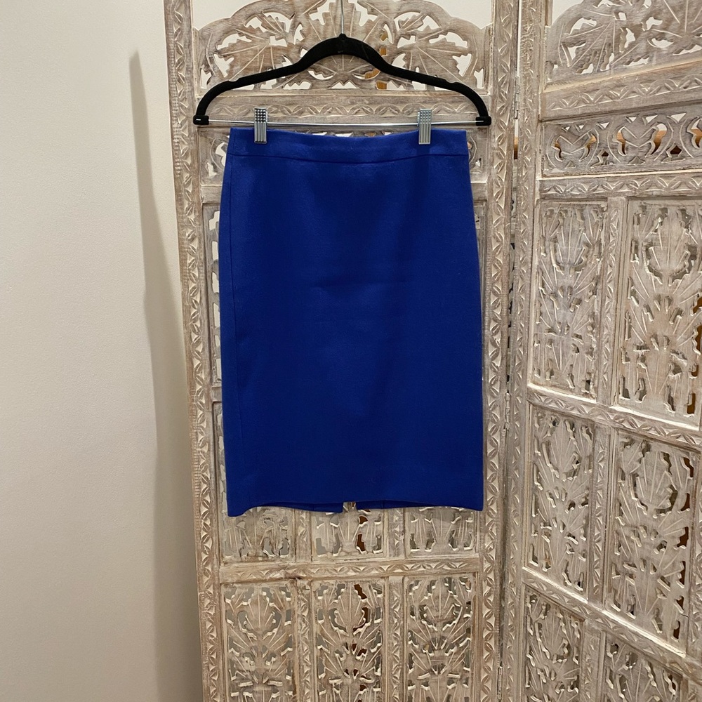 Royal blue wool knee length J. Crew pencil skirt